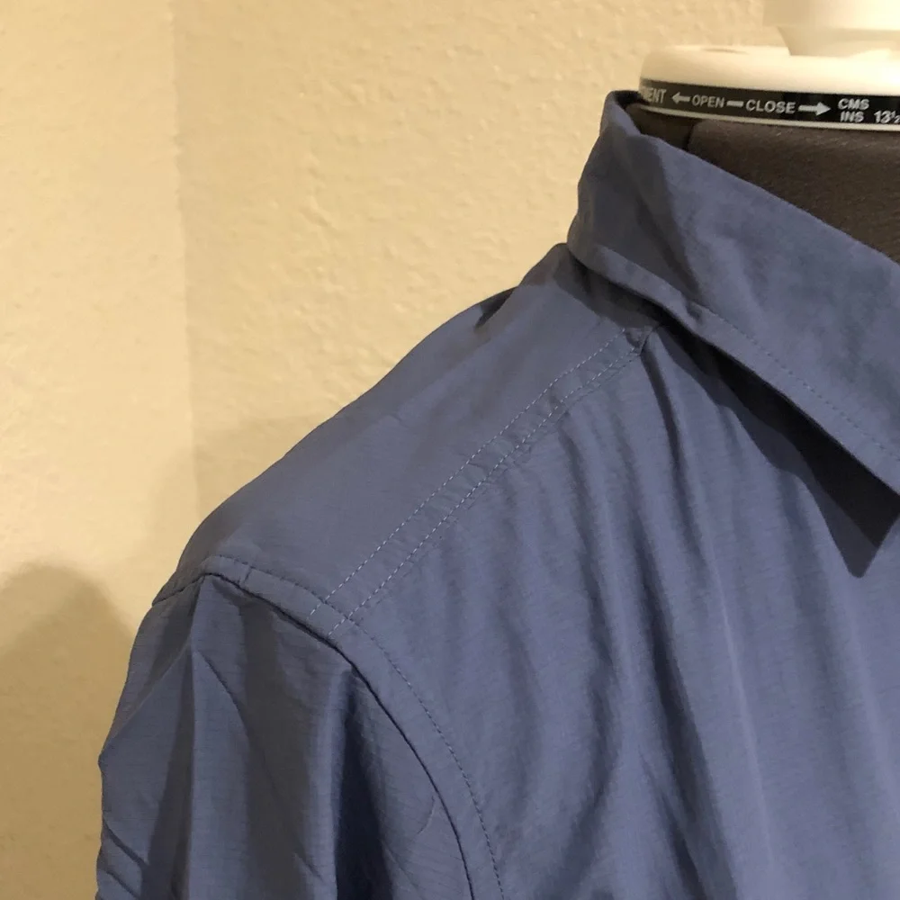 Eddie Bauer Mountain Ripstop Blue Button-Down Utility Shirt - Picture 2 of 16